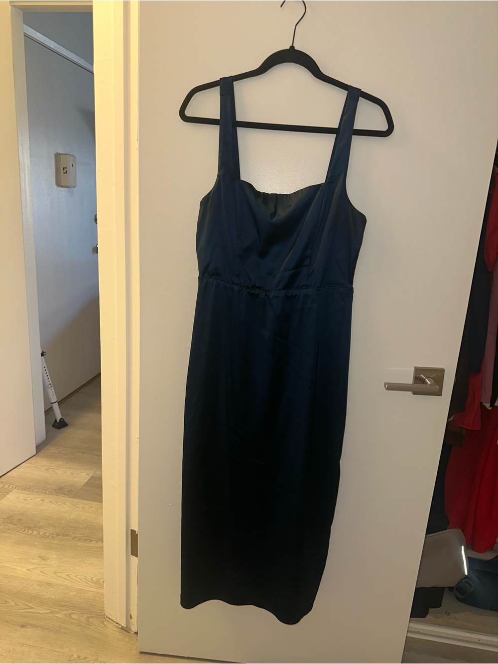 Abercrombie & Fitch Navy Satin Midi Dress